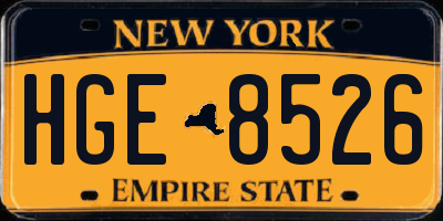 NY license plate HGE8526