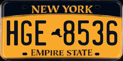 NY license plate HGE8536