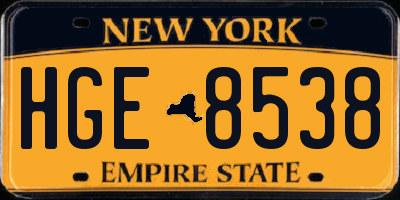 NY license plate HGE8538