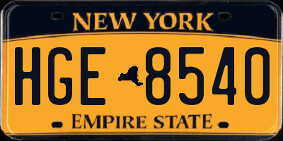 NY license plate HGE8540