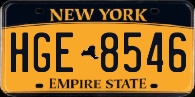 NY license plate HGE8546