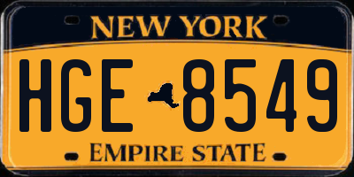 NY license plate HGE8549