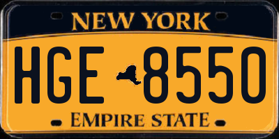 NY license plate HGE8550