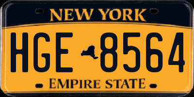 NY license plate HGE8564
