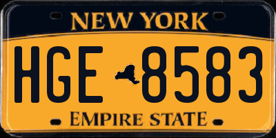 NY license plate HGE8583