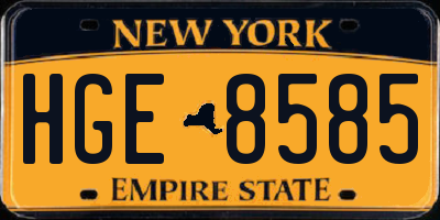 NY license plate HGE8585