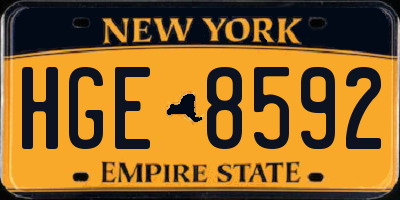 NY license plate HGE8592