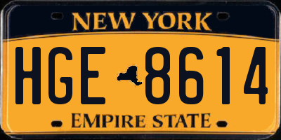 NY license plate HGE8614