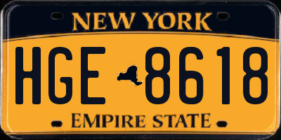 NY license plate HGE8618