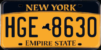 NY license plate HGE8630