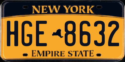 NY license plate HGE8632