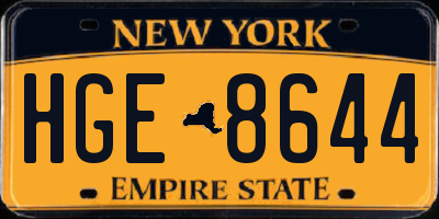 NY license plate HGE8644