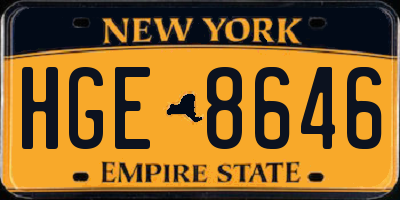 NY license plate HGE8646