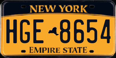 NY license plate HGE8654