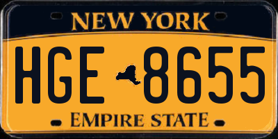 NY license plate HGE8655
