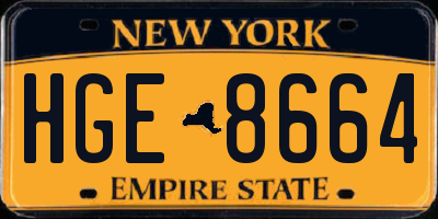 NY license plate HGE8664