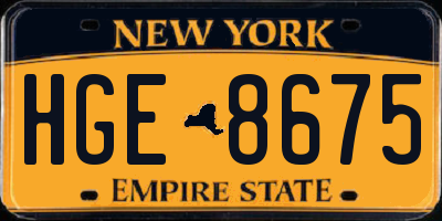 NY license plate HGE8675