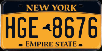 NY license plate HGE8676