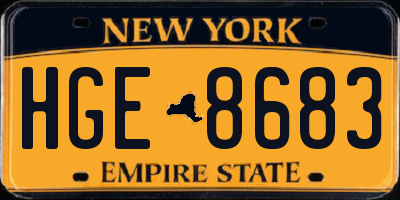 NY license plate HGE8683