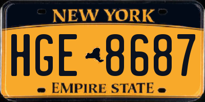 NY license plate HGE8687