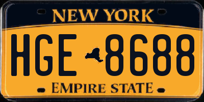 NY license plate HGE8688
