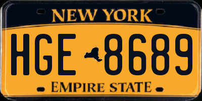 NY license plate HGE8689