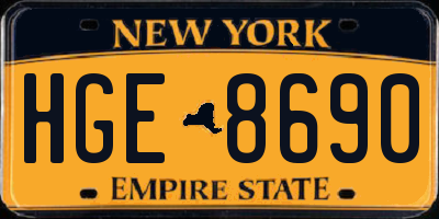 NY license plate HGE8690