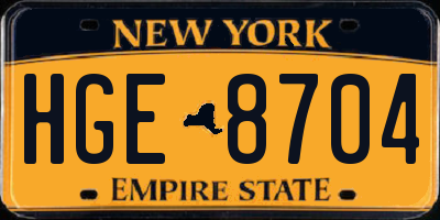 NY license plate HGE8704