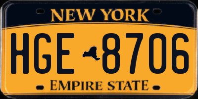 NY license plate HGE8706