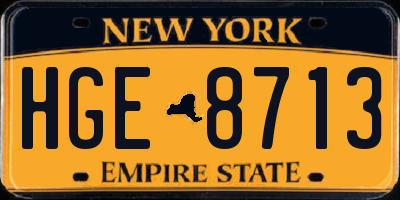 NY license plate HGE8713