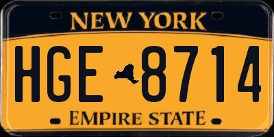 NY license plate HGE8714