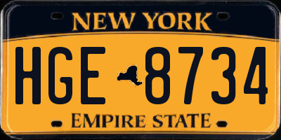 NY license plate HGE8734