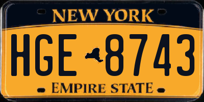 NY license plate HGE8743