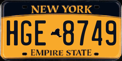 NY license plate HGE8749