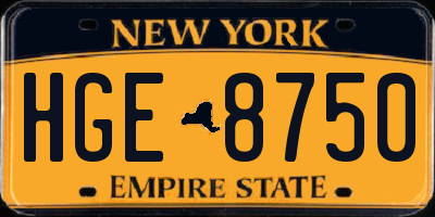 NY license plate HGE8750