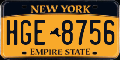 NY license plate HGE8756