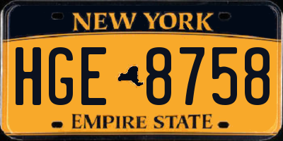 NY license plate HGE8758