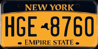 NY license plate HGE8760