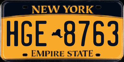 NY license plate HGE8763