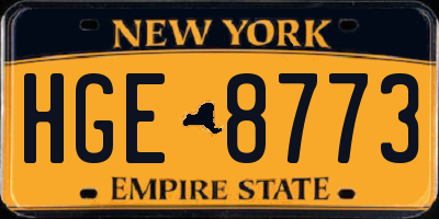 NY license plate HGE8773