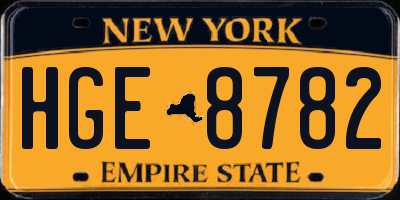 NY license plate HGE8782
