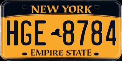 NY license plate HGE8784