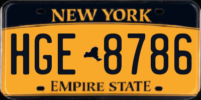 NY license plate HGE8786