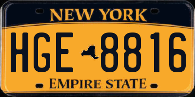 NY license plate HGE8816