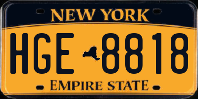 NY license plate HGE8818