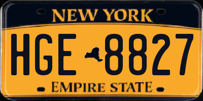 NY license plate HGE8827
