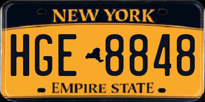 NY license plate HGE8848