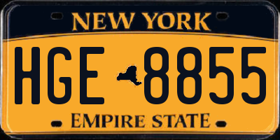 NY license plate HGE8855