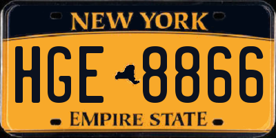 NY license plate HGE8866