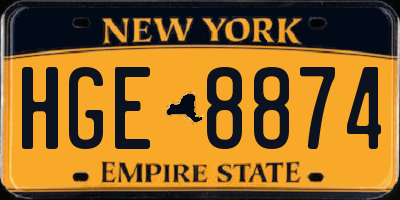 NY license plate HGE8874
